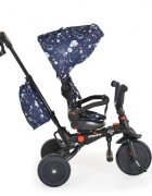 Byox Tricicleta pentru copii Pluto Blue pliabila cu scaun rotativ si spatar reglabil roti din cauciuc Eva maner cu control al directiei 2 seturi suport picioruse sistem roata libera si frana pe rotile din spate