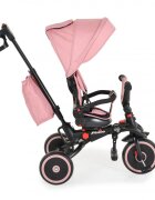 Byox Tricicleta pentru copii Pluto Pink pliabila cu scaun rotativ si spatar reglabil roti din cauciuc Eva maner cu control al directiei 2 seturi suport picioruse sistem roata libera si frana pe rotile din spate