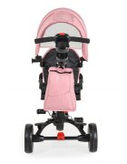 Byox Tricicleta pentru copii Pluto Pink pliabila cu scaun rotativ si spatar reglabil roti din cauciuc Eva maner cu control al directiei 2 seturi suport picioruse sistem roata libera si frana pe rotile din spate