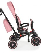 Byox Tricicleta pentru copii Pluto Pink pliabila cu scaun rotativ si spatar reglabil roti din cauciuc Eva maner cu control al directiei 2 seturi suport picioruse sistem roata libera si frana pe rotile din spate