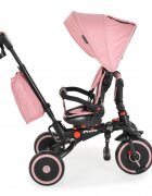 Byox Tricicleta pentru copii Pluto Pink pliabila cu scaun rotativ si spatar reglabil roti din cauciuc Eva maner cu control al directiei 2 seturi suport picioruse sistem roata libera si frana pe rotile din spate