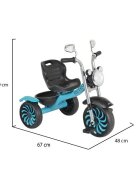 Byox Tricicleta pentru copii Retro Blue cu far luminos oglinzi cos roti din cauciuc Eva scaun reglabil de la 3 ani pana la 25 kg