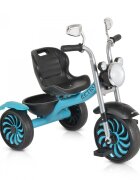 Byox Tricicleta pentru copii Retro Blue cu far luminos oglinzi cos roti din cauciuc Eva scaun reglabil de la 3 ani pana la 25 kg