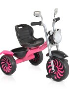 Byox Tricicleta pentru copii Retro Pink cu far luminos oglinzi cos roti din cauciuc Eva scaun reglabil de la 3 ani pana la 25 kg