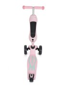Byox Trotineta 2in1 cu scaunel transformabila in vehicul fara pedaleinaltime ghidon reglabila pe 3 nivele de inaltime si roti cu lumini LED Skiddy Pink