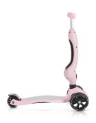 Byox Trotineta 2in1 cu scaunel transformabila in vehicul fara pedaleinaltime ghidon reglabila pe 3 nivele de inaltime si roti cu lumini LED Skiddy Pink