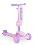 Byox Trotineta 2in1 pentru copii Evo Pink de la 18 luni cu scaunel pliabil roti ABEC-5 din PU cu lumini LED Ghidon cu inaltime reglabila 63-75 cm si frana spate
