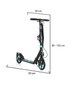 Byox Trotineta cu cadru din aluminiu3 nivele de reglare a inaltimiiroti PUsuspensiifrana de mana pe discde la 10 ani pana la 100kg Plexus Limited Edition turqouize cu suport sticla si centura transport incluse