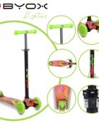 Byox Trotineta intuitiva cu inaltime ghidon reglabilacadru din aluminiuroti din PU cu luminilumin frontalede la 3 ani si pana la 40kg Rapture Green