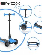Byox Trotineta pentru copii Bolt Albastru pliabilacadru din aluminiuinaltime ghidon reglabila pe 3niveleroti PU si baza cu lumini LED de la 3ani si pana la 50kg