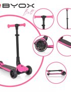 Byox Trotineta pentru copii Bolt Pink pliabilacadru din aluminiuinaltime ghidon reglabila pe 3niveleroti PU si baza cu lumini LED de la 3ani si pana la 50kg