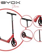 Byox Trotineta pliabila cu cadru din aluminiughidon reglabil Storm Red recomandata de la 5 ani si pana la maxim 100kg