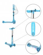 Byox Trotineta pliabila cu inaltime reglabilabaza antiderapanta cu lumini LEDroti cu lumini LEDfrana de manade la 3 ani si pana la 50 kgmuzicafar si clopotel Toy Cube Blue
