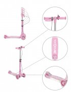 Byox Trotineta pliabila cu inaltime reglabilabaza antiderapanta cu lumini LEDroti cu lumini LEDfrana de manade la 3 ani si pana la 50 kgmuzicafar si clopotel Toy Cube Pink