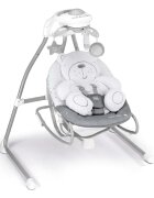 CAM Balansoar 2 in 1 Orso Grigio cu melodii si sunete 4 viteze pentru leganare bebe si proiector de lumina