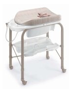 CAM Masa de baie bio Deluxe alb pliabila cu saltea de infasat si cadita anatomica furtun roti cu blocatori