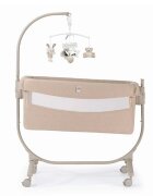 CAM Patut cu leganare Cullami Beige Gold co-sleeper 2 in 1 cu laterala culisanta setare unghiulara roti reglabil in 8 pozitii pe inaltime