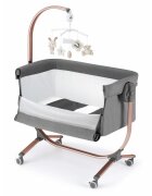 CAM Patut Cullami Gri Copie co-sleeper 2 in 1 cu laterala culisanta inaltime reglabila 2 roti cu frana standard European EN1130 EN16890