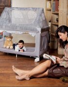 CAM Patut Daily Dolci Sogni Beige pliabil cu 2 nivele saltea si geanta de transport incluse usita cu fermoar standard European EN 716-12