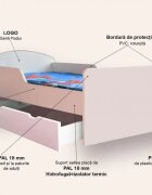 CameraMagica Pat pentru copii Albinuta cu sertar si saltea 2-8 ani 140x70 cm