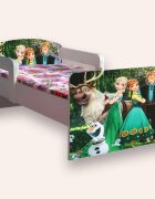 CameraMagica Pat pentru copii Frozen varianta 2 cu manere si saltea 2-12 ani 160x80 cm
