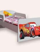 CameraMagica Pat pentru copii Fulger Mcqueen cu manere si saltea 2-8 ani 140x70 cm