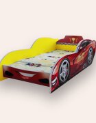CameraMagica Pat pentru copii masina Fulger McQueen Galben cu saltea 2-12 ani 160x80 cm