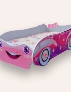 CameraMagica Pat pentru copii masina Minnie Alb cu saltea 2-8 ani 140x70 cm