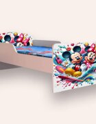 CameraMagica Pat pentru copii Mickey si Minnie cu saltea 2-12 ani 160x80 cm