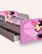 CameraMagica Pat pentru copii Minnie Mouse varianta 2 cu manere si sertar 2-6 ani 130x60 cm