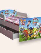 CameraMagica Pat pentru copii Paw Patrol varianta 2 cu manere sertar si saltea 2-6 ani 130x60 cm