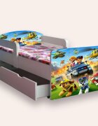 CameraMagica Pat pentru copii Paw Patrol varianta 3 cu manere sertar si saltea 2-12 ani 160x80 cm