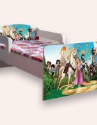 CameraMagica Pat pentru copii Rapunzel cu manere si saltea 2-12 ani 160x80 cm