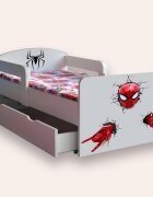 CameraMagica Pat pentru copii Spider Man cu manere si sertar 2-8 ani 140x70 cm