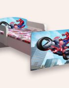 CameraMagica Pat pentru copii Spider Man varianta 3 cu manere si saltea 2-12 ani 160x80 cm