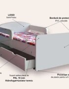 CameraMagica Pat pentru copii Tomas cu sertar si saltea 2-12 ani 160x80 cm