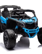 Can-Am Masinuta electrica pentru copii Can Am Marverick UTV Blue 12V 90W cu telecomanda 2.4G deschidere usi scaun ergonomic pornire la buton functii muzicale si suspensii
