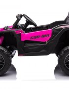 Can-Am Masinuta electrica pentru copii Can Am Marverick UTV Fucsia 12V 90W cu telecomanda 2.4G deschidere usi scaun ergonomic pornire la buton functii muzicale si suspensii