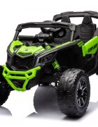Can-Am Masinuta electrica pentru copii Can Am Marverick UTV Green 12V 90W cu telecomanda 2.4G deschidere usi scaun ergonomic pornire la buton functii muzicale si suspensii