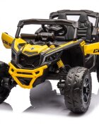 Can-Am Masinuta electrica pentru copii Can Am Marverick UTV Yellow 12V 90W cu telecomanda 2.4G deschidere usi scaun ergonomic pornire la buton functii muzicale si suspensii