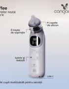 CANGAROO Aspirator nazal electric pentru bebelusicopii Puffee cu lumini si sunete 5 nivele aspirare afisaj LCD 4 capete din silicon