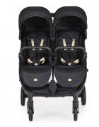 CANGAROO Carucior pentru gemeni 2Gether Modern Black cu Baldachin extensibilSpatar si Suport pentru picioare reglabile individualRoti fata din PU pivotanteExtra Suport picioare din cauciucrecomandat de la nastere