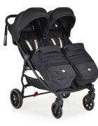 CANGAROO Carucior pentru gemeni 2Gether Modern Black cu Baldachin extensibilSpatar si Suport pentru picioare reglabile individualRoti fata din PU pivotanteExtra Suport picioare din cauciucrecomandat de la nastere