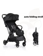 CANGAROO Carucior sport Easy Fold Negru cu pliere compacta Autofoldpana la 22kgcadru din aluminiupozitie de somnroti EVA detasabile si husa de picioare inclusa