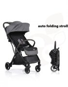 CANGAROO Carucior sport pana la 22kg cadru din aluminiu cu pliere compacta Autofoldspatar reglabil pana la pozitie de somnroti EVA detasabile si husa de picioare inclusa Easy Fold Gri