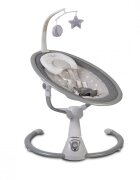 CANGAROO Leagan electric bebelusi Swing Cloud Grey Stars cu sezut reglabil5 viteze de leganaretemporizatorsezut rotativ 90gradepernuta reductorcenturi de sigurantaadaptor priza inclus