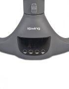 CANGAROO Leagan electric pentru copii cu telecomanda ISwing Dark Greysezut rotativ 360parasolar reglabil si detasabil5 viteze de leganarecronometruadaptor prizahusa de insecte si pernuta reductor