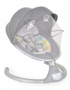CANGAROO Leagan electric pentru copii cu telecomanda ISwing Light Greysezut rotativ 360parasolar reglabil si detasabil5 viteze de leganarecronometruadaptor prizahusa de insecte si pernuta reductor