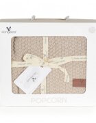 CANGAROO Paturica tricotata din bumbac si fibre bambus 80x100 cm Popcorn Beige in cutie cadou eleganta