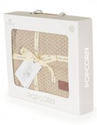 CANGAROO Paturica tricotata din bumbac si fibre bambus 80x100 cm Popcorn Beige in cutie cadou eleganta
